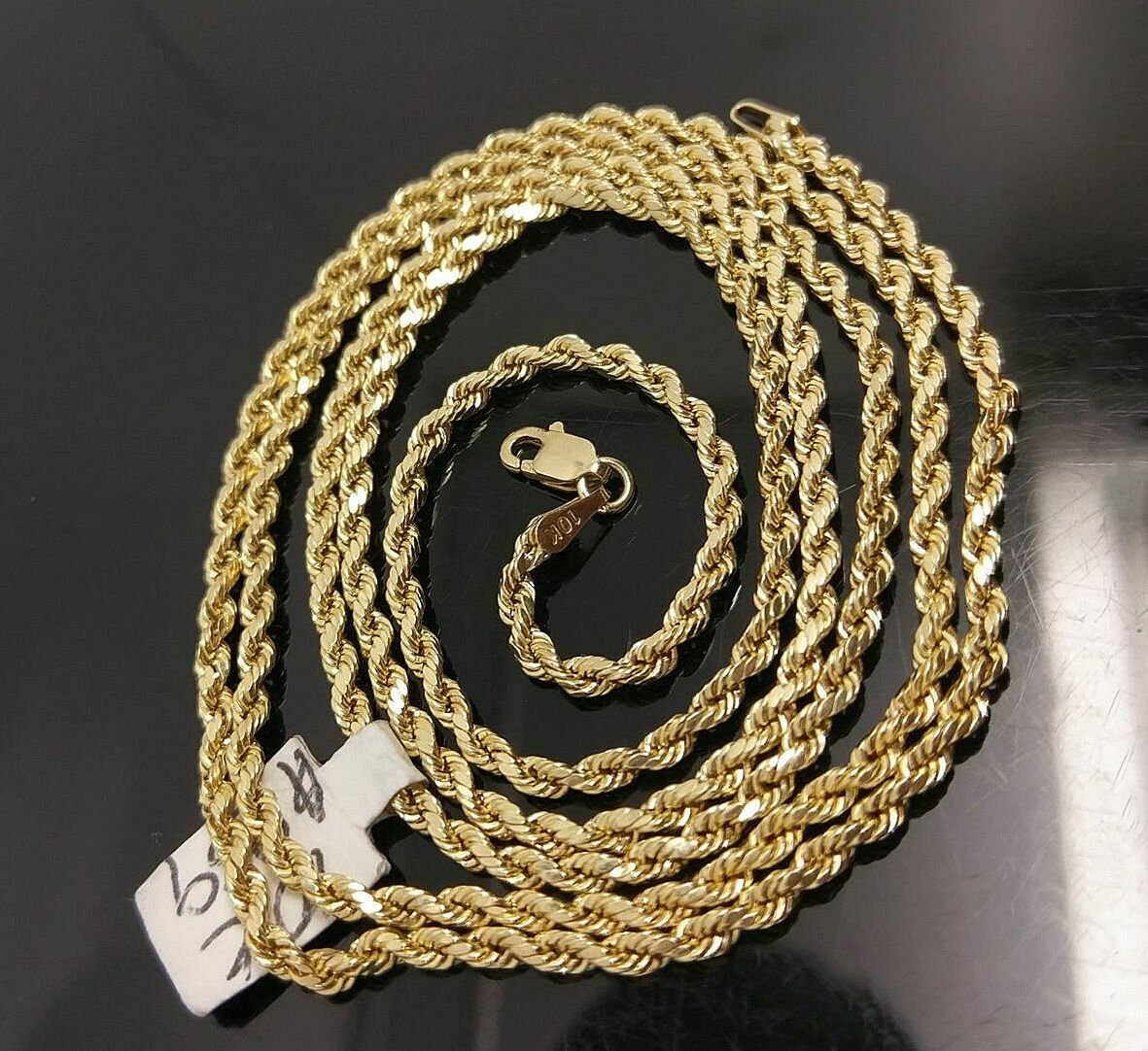 Real 10k Gold Last supper Charm Rope 2.5mm Chain Pendant ,18 20 22 24 26 28 Inch - Reva Jeweler