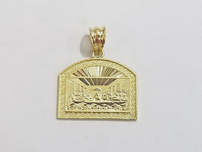 Real 10k Gold Last supper Charm Rope 2.5mm Chain Pendant ,18 20 22 24 26 28 Inch - Reva Jeweler