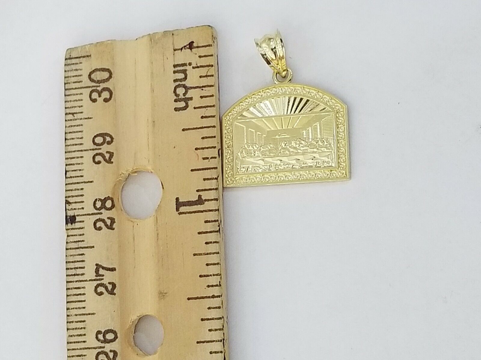 Real 10k Gold Last supper Charm Rope 2.5mm Chain Pendant ,18 20 22 24 26 28 Inch - Reva Jeweler