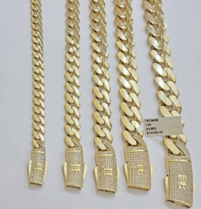 Real 10k Gold Link Chain Necklace Royal Cuban Monaco 7mm 8mm 9mm 11mm 13mm 15mm - Reva Jeweler