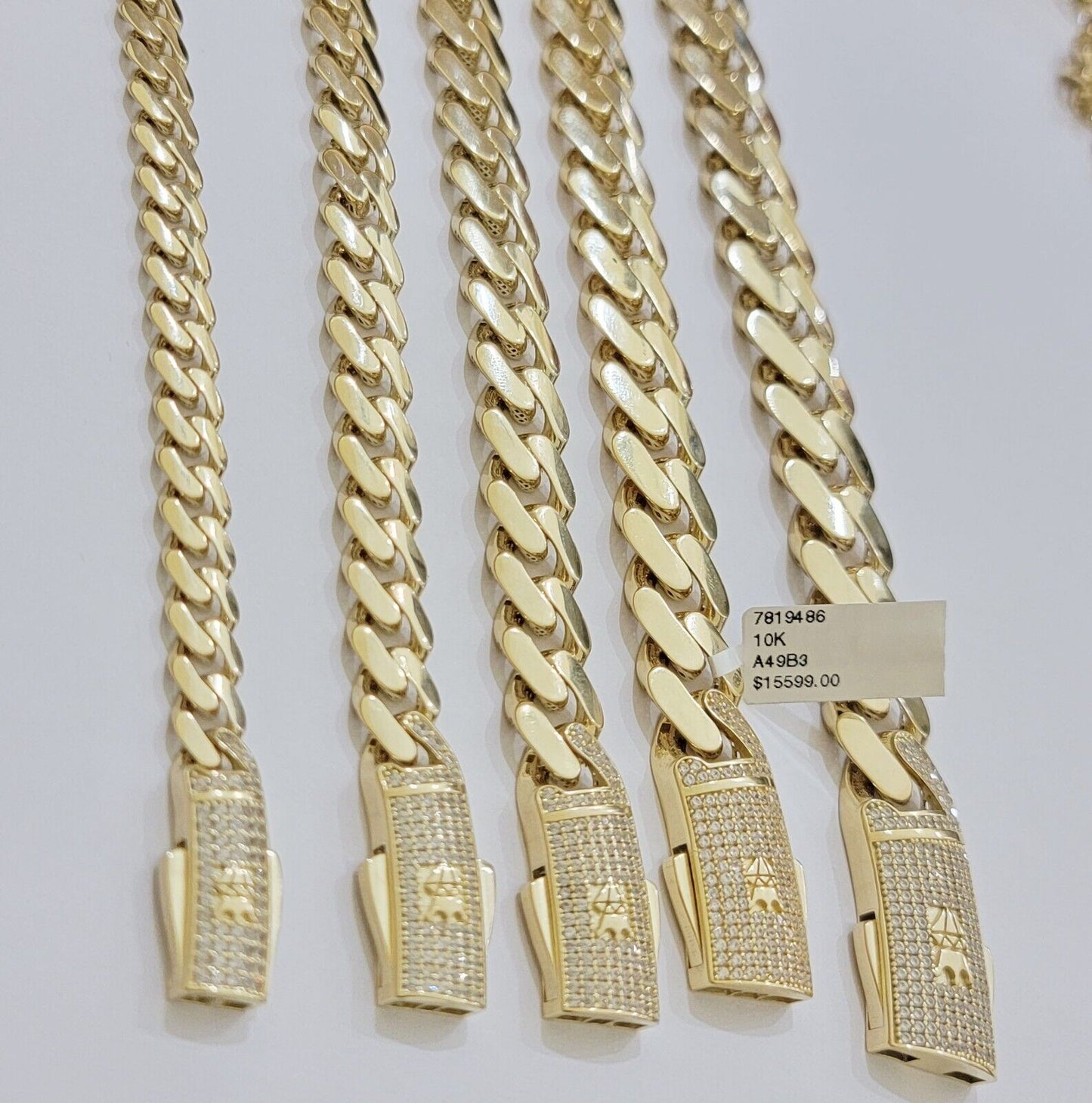 Real 10k Gold Link Chain Necklace Royal Cuban Monaco 7mm 8mm 9mm 11mm 13mm 15mm - Reva Jeweler