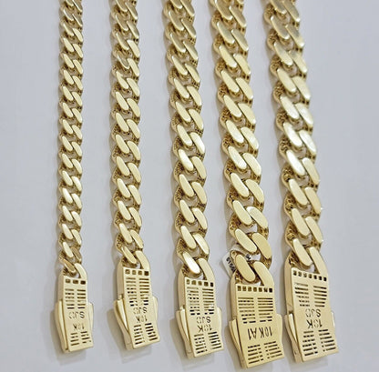 Real 10k Gold Link Chain Necklace Royal Cuban Monaco 7mm 8mm 9mm 11mm 13mm 15mm - Reva Jeweler