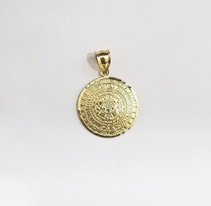 Real 10k Gold Mayan Calendar Circular Charm Pendant 10kt Yellow Gold - GoldenlinQ