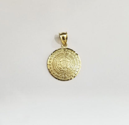 Real 10k Gold Mayan Calendar Circular Charm Pendant 10kt Yellow Gold - GoldenlinQ