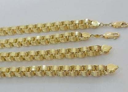 Real 10k Gold Mens Bracelet Byzantine Box 9" 9mm 10kt Yellow Gold Thick, Lobster - Reva Jeweler