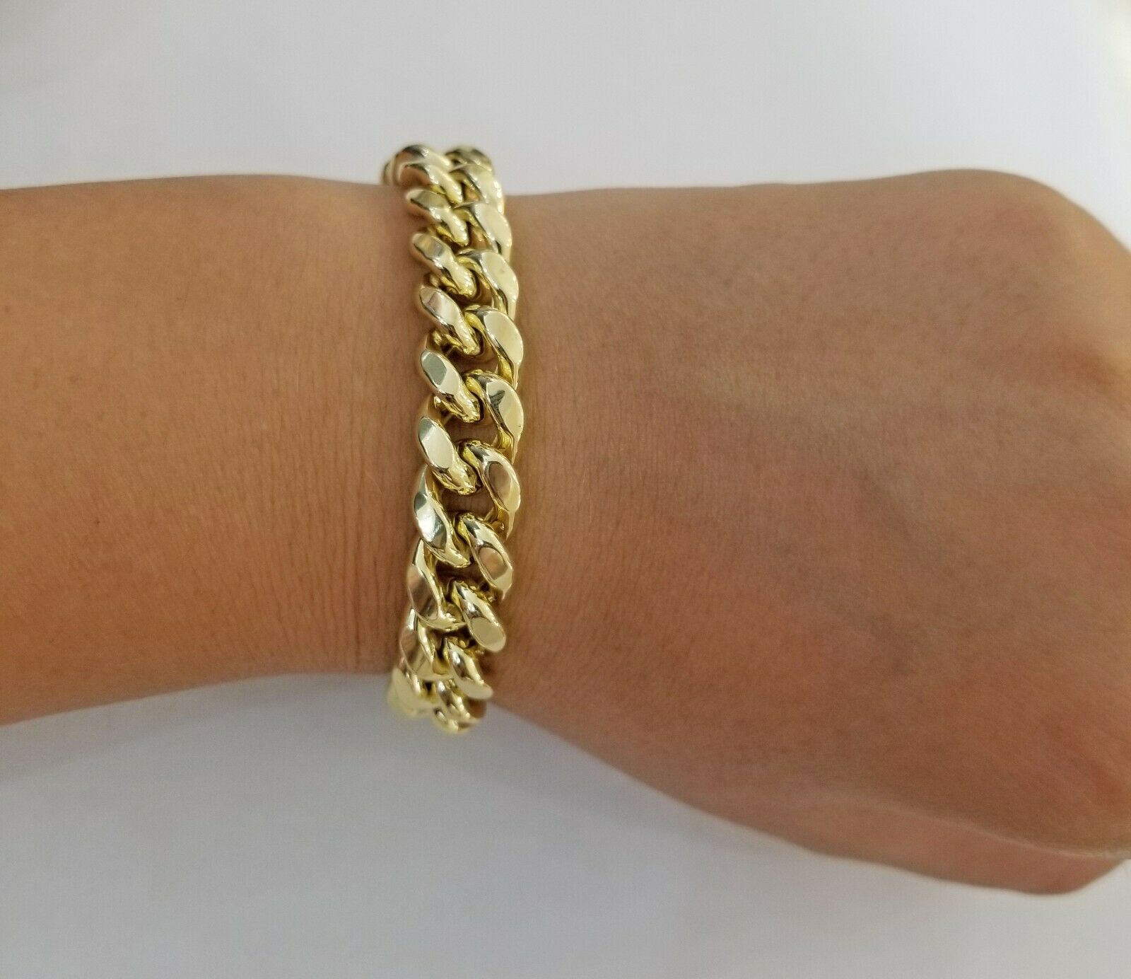 Real 10k Gold Mens Bracelet Cuban Link 9" 11mm Box clasp Strong Miami Cuban 10kt - Reva Jeweler