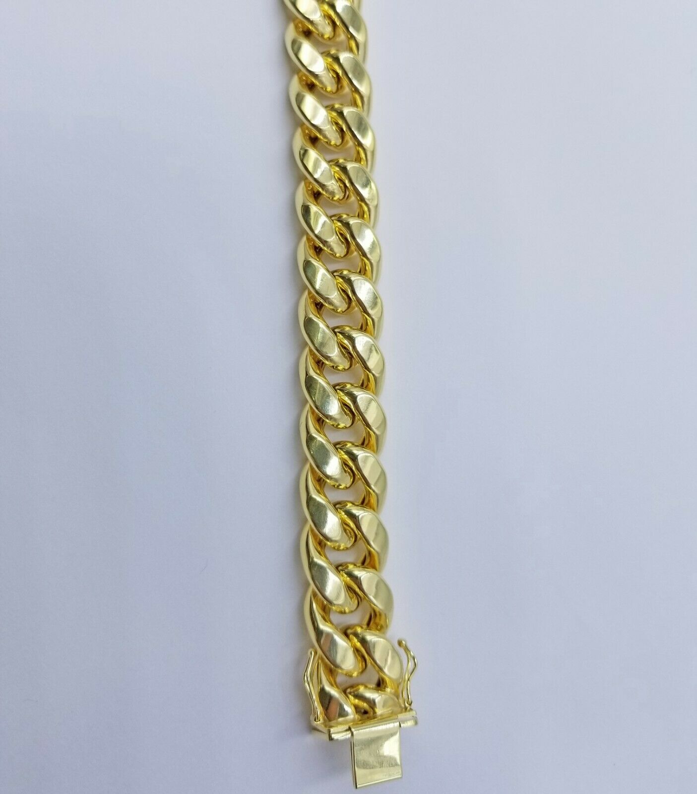 Real 10k Gold Mens Bracelet Miami Cuban Link 9" 15mm Box clasp Thick Strong 10kt - Reva Jeweler