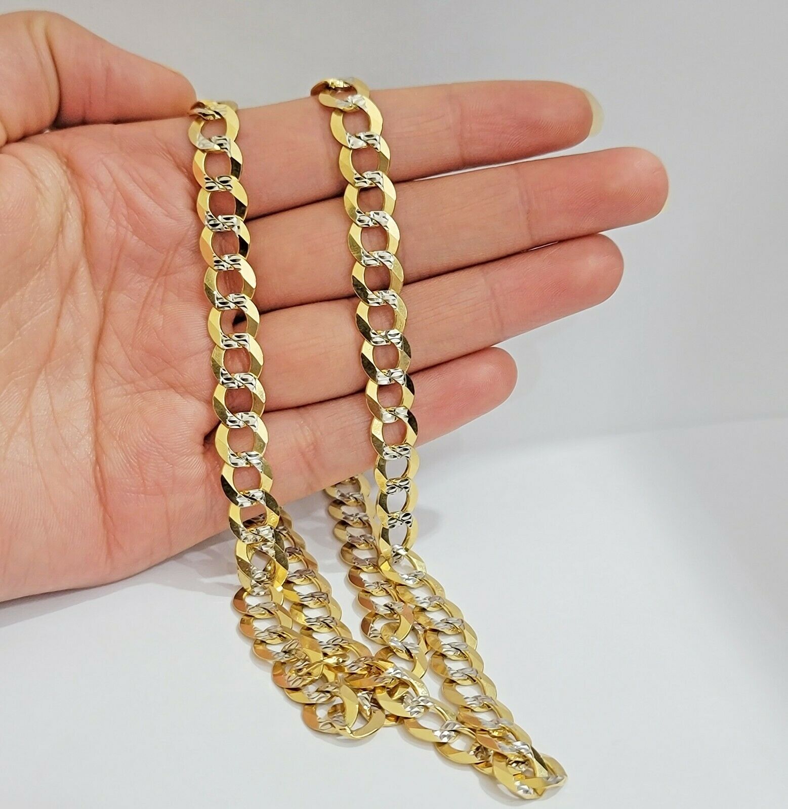 Real 10k Gold Mens Necklace Cuban Curb Link 9mm 24" Inch Diamond Cut SOLID Chain - Reva Jeweler