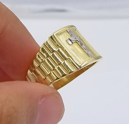 Real 10k Gold Men's Ring Cross size 10. 5 Yellow Gold Male Casual Pinky Band - Reva Jeweler