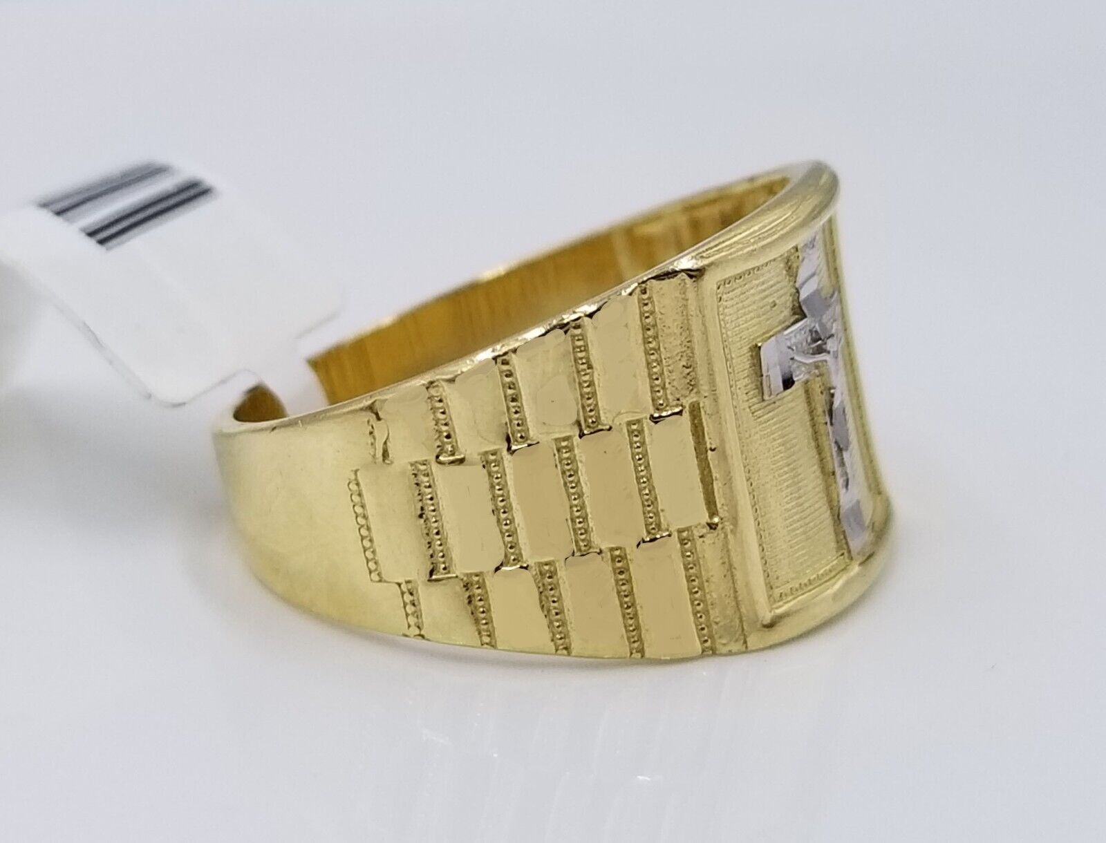 Real 10k Gold Men's Ring Cross size 10. 5 Yellow Gold Male Casual Pinky Band - Reva Jeweler