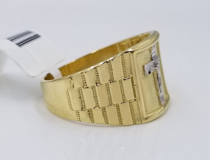 Real 10k Gold Men's Ring Cross size 10. 5 Yellow Gold Male Casual Pinky Band - Reva Jeweler