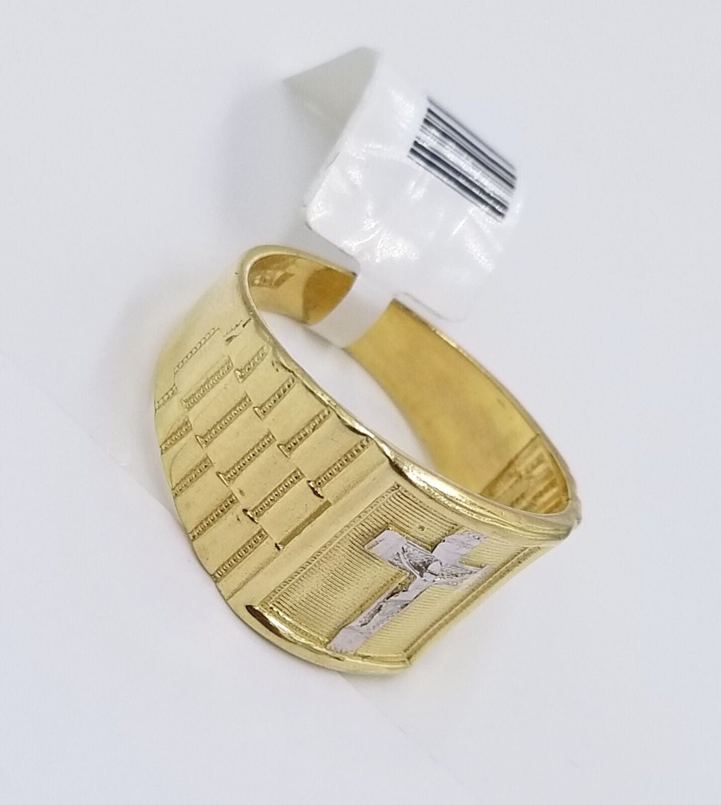 Real 10k Gold Men's Ring Cross size 10. 5 Yellow Gold Male Casual Pinky Band - Reva Jeweler
