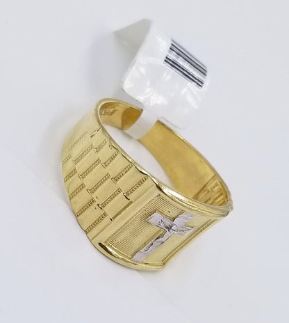 Real 10k Gold Men's Ring Cross size 10. 5 Yellow Gold Male Casual Pinky Band - Reva Jeweler