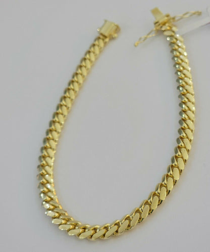REAL 10k Gold Miami Cuban Bracelet 7" 6mm Solid 10kt Yellow Strong Links LADIES - Reva Jeweler