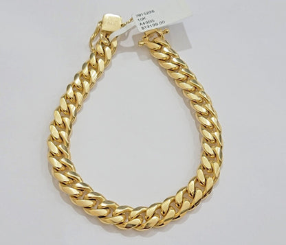 REAL 10k Gold Miami Cuban Bracelet 7.5" 8.5mm 10kt Yellow Gold Strong SOLID Link - Reva Jeweler