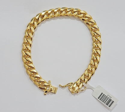 REAL 10k Gold Miami Cuban Bracelet 8" 8mm 10 kt Yellow Gold Strong SOLID Links - Reva Jeweler
