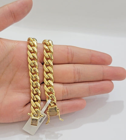 REAL 10k Gold Miami Cuban Bracelet 8" 8mm 10 kt Yellow Gold Strong SOLID Links - Reva Jeweler