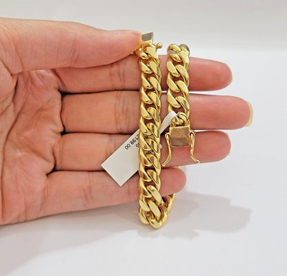 REAL 10k Gold Miami Cuban Bracelet 8" 8mm 10 kt Yellow Gold Strong SOLID Links - Reva Jeweler