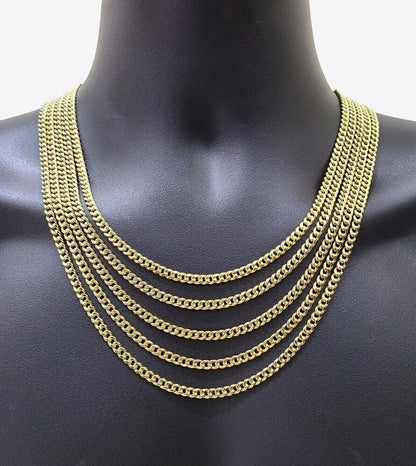 Real 10k Gold Miami Cuban Chain 5mm 24" Inch Necklace Cross Pendant 10kt Charm - Reva Jeweler