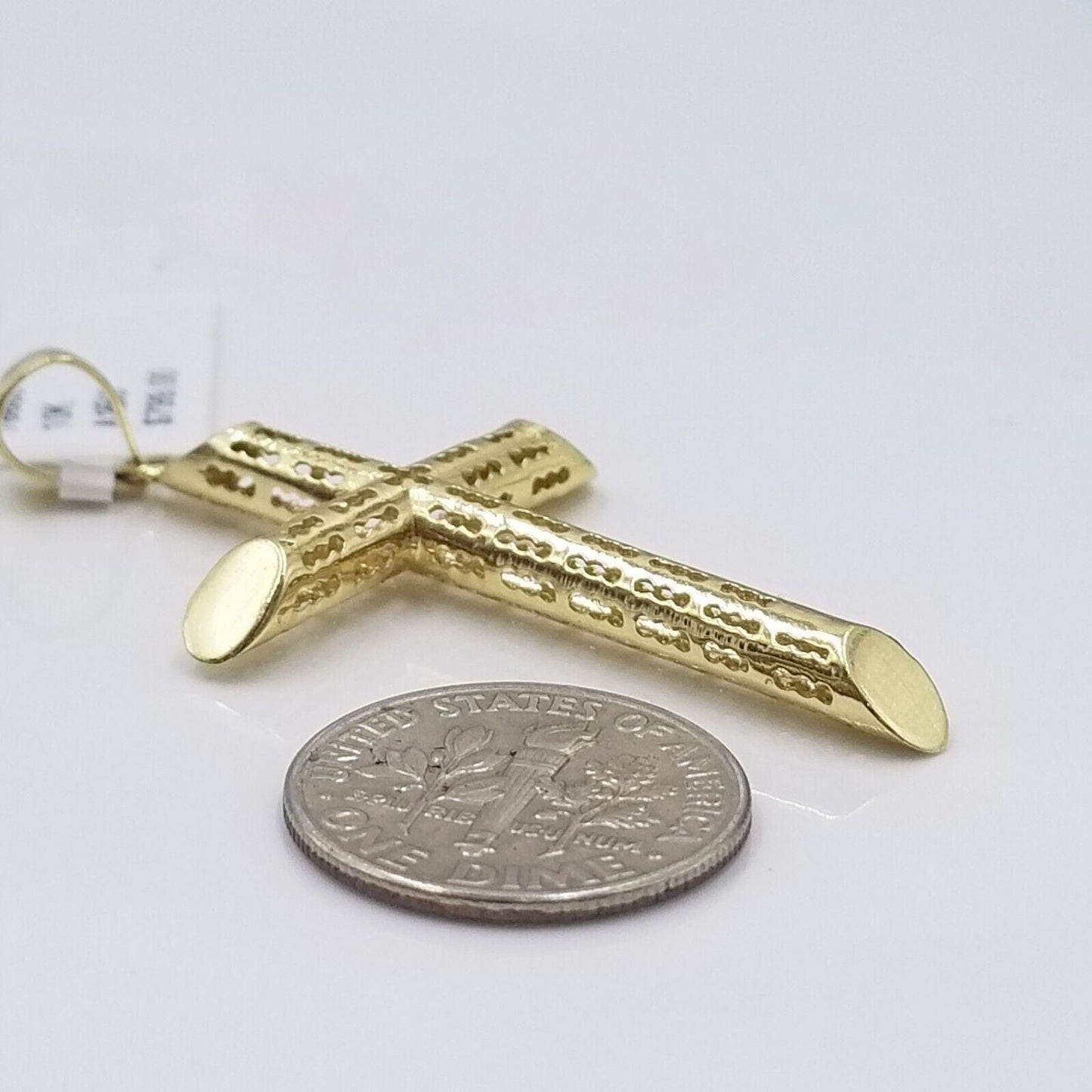 Real 10k Gold Miami Cuban Chain 5mm 24" Inch Necklace Cross Pendant 10kt Charm - Reva Jeweler