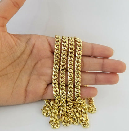 Real 10k Gold Miami Cuban Chain 7mm 22" Necklace,10kt Yellow Gold Lobster Lock - Reva Jeweler