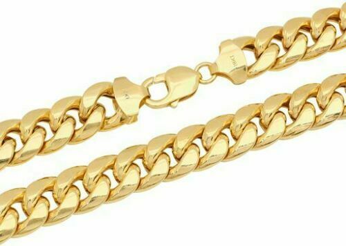 Real 10k Gold Miami Cuban chain 7mm 24" Lobster Lock Men's 10kt Yellow Gold, MEN - Reva Jeweler