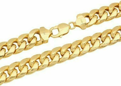 Real 10k Gold Miami Cuban chain 7mm 24" Lobster Lock Men's 10kt Yellow Gold, MEN - Reva Jeweler