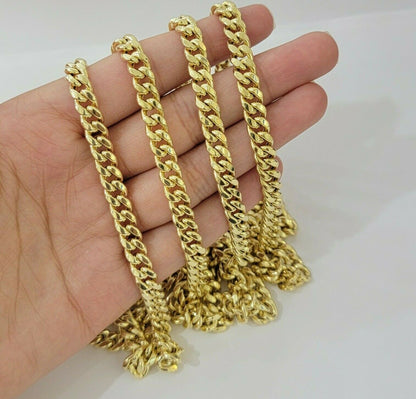 Real 10k Gold Miami Cuban chain 7mm 24" Lobster Lock Men's 10kt Yellow Gold, MEN - Reva Jeweler