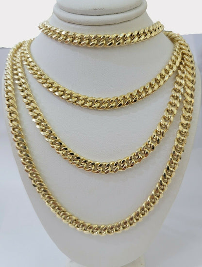 Real 10k Gold Miami Cuban chain 7mm 24" Lobster Lock Men's 10kt Yellow Gold, MEN - Reva Jeweler