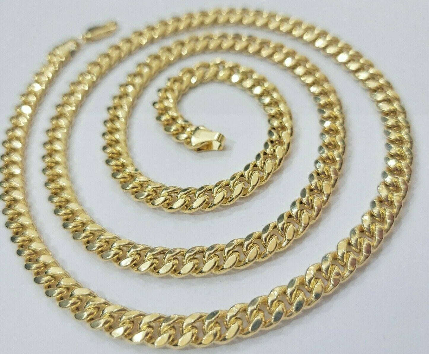 Real 10k Gold Miami Cuban chain 7mm 24" Lobster Lock Men's 10kt Yellow Gold, MEN - Reva Jeweler