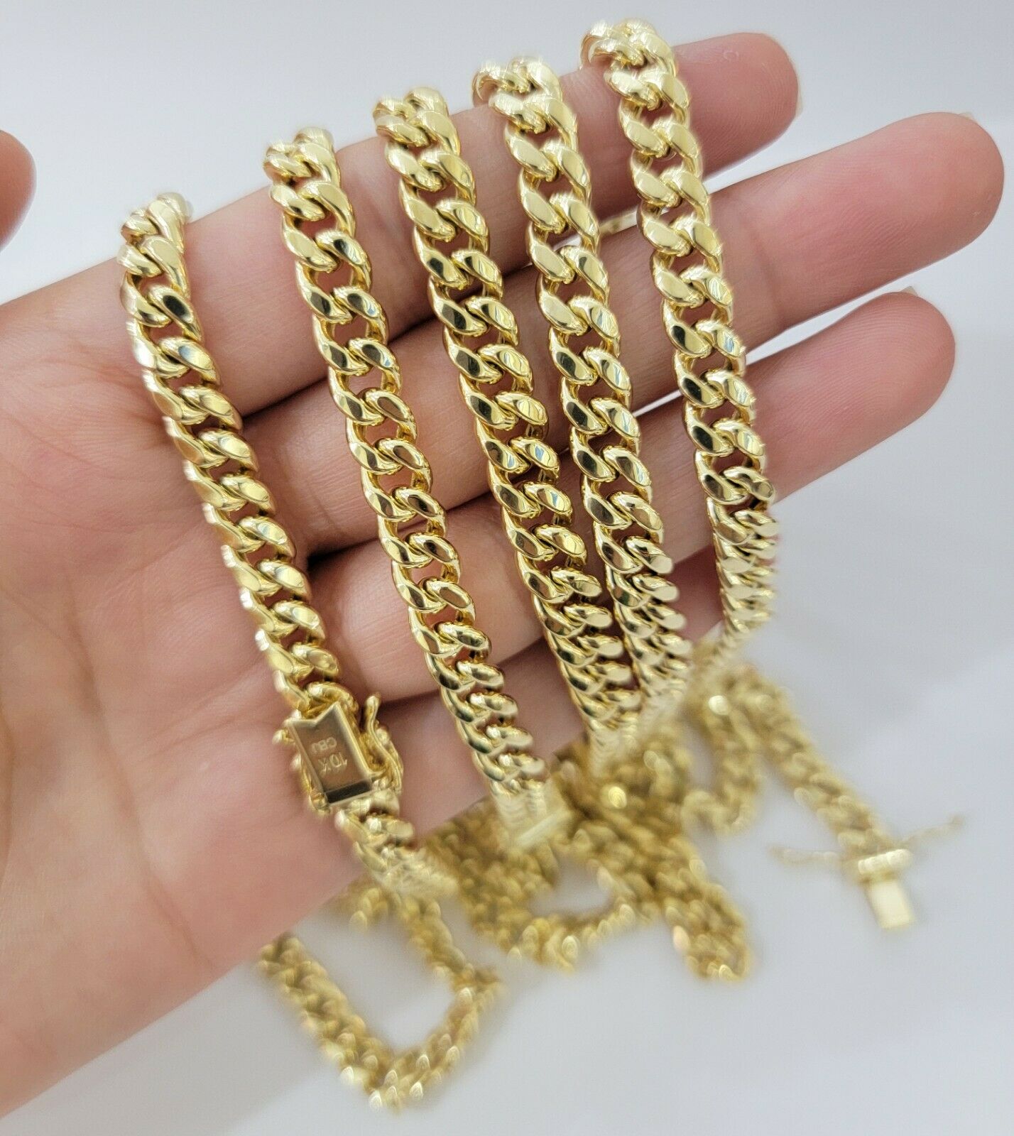 REAL 10k Gold Miami Cuban Chain Necklace 7mm 24" Men Women 10kt Yellow Gold Link - Reva Jeweler