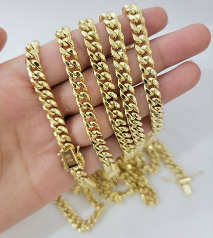 REAL 10k Gold Miami Cuban Chain Necklace 7mm 24" Men Women 10kt Yellow Gold Link - Reva Jeweler