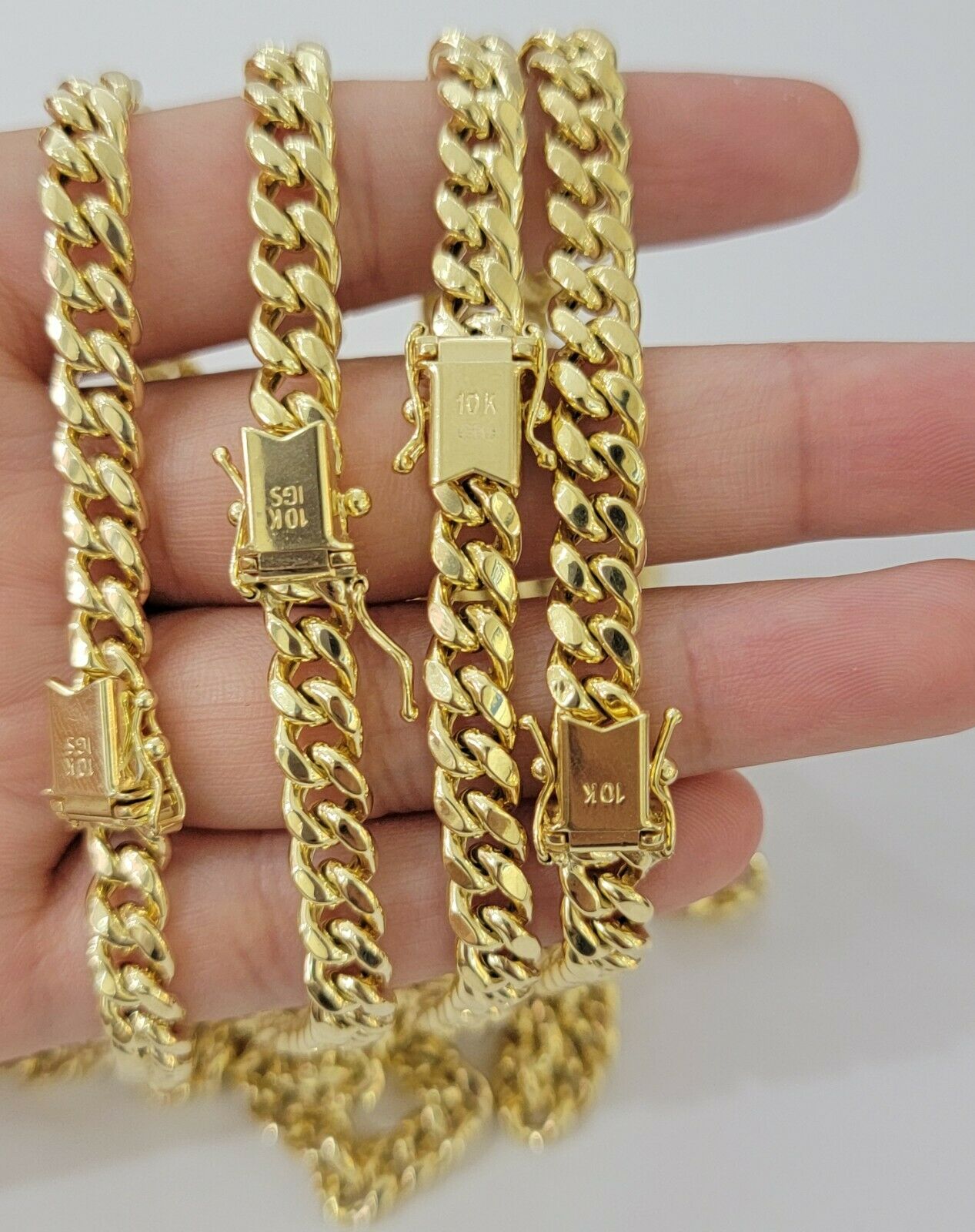 REAL 10k Gold Miami Cuban Chain Necklace 7mm 24" Men Women 10kt Yellow Gold Link - Reva Jeweler