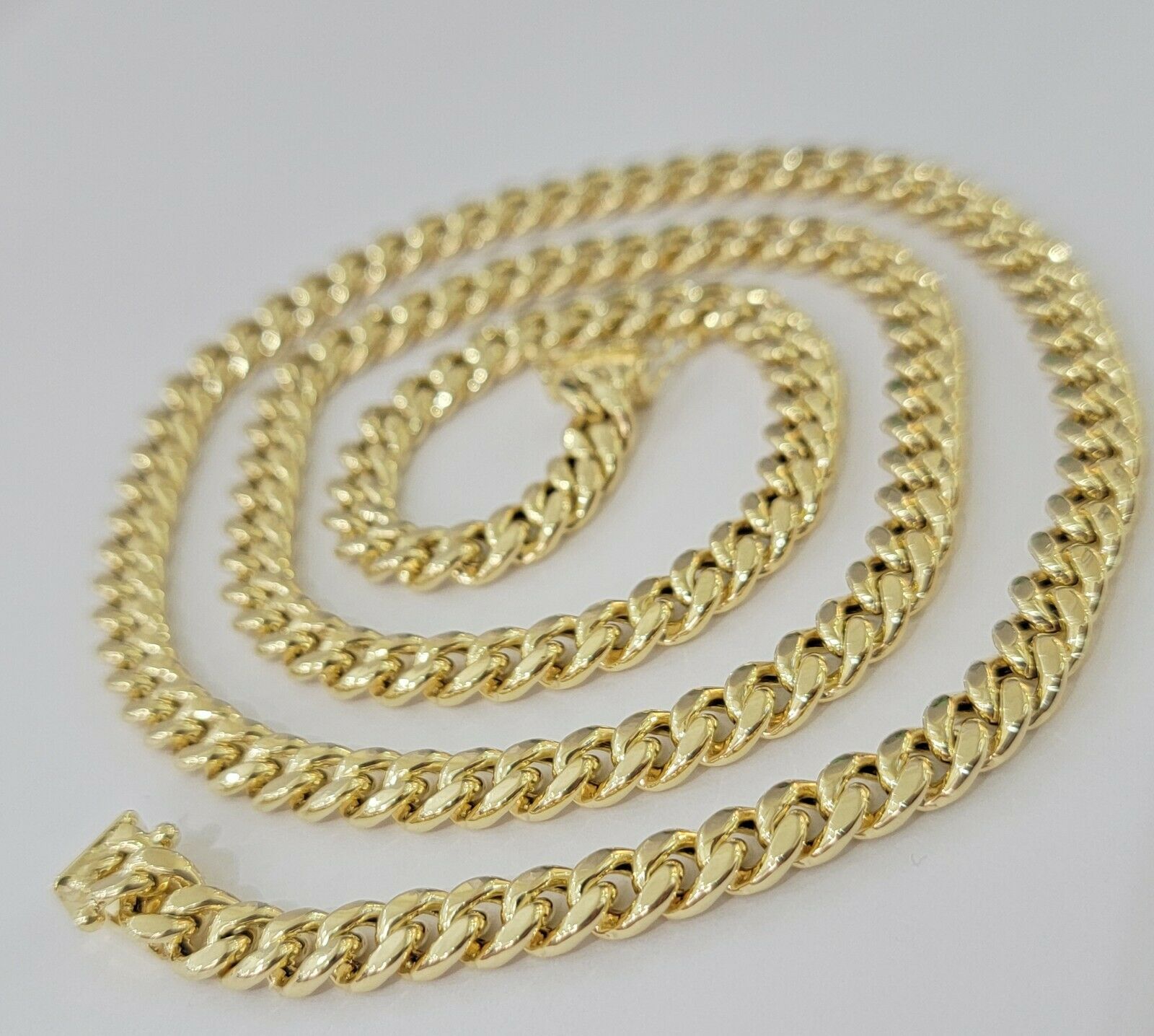 REAL 10k Gold Miami Cuban Chain Necklace 7mm 24" Men Women 10kt Yellow Gold Link - Reva Jeweler