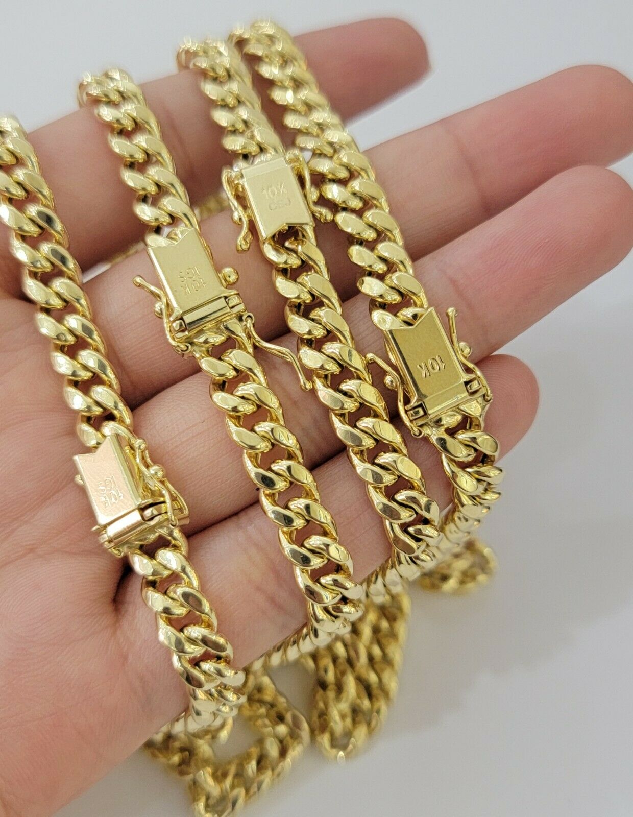REAL 10k Gold Miami Cuban Chain Necklace 7mm 24" Men Women 10kt Yellow Gold Link - Reva Jeweler