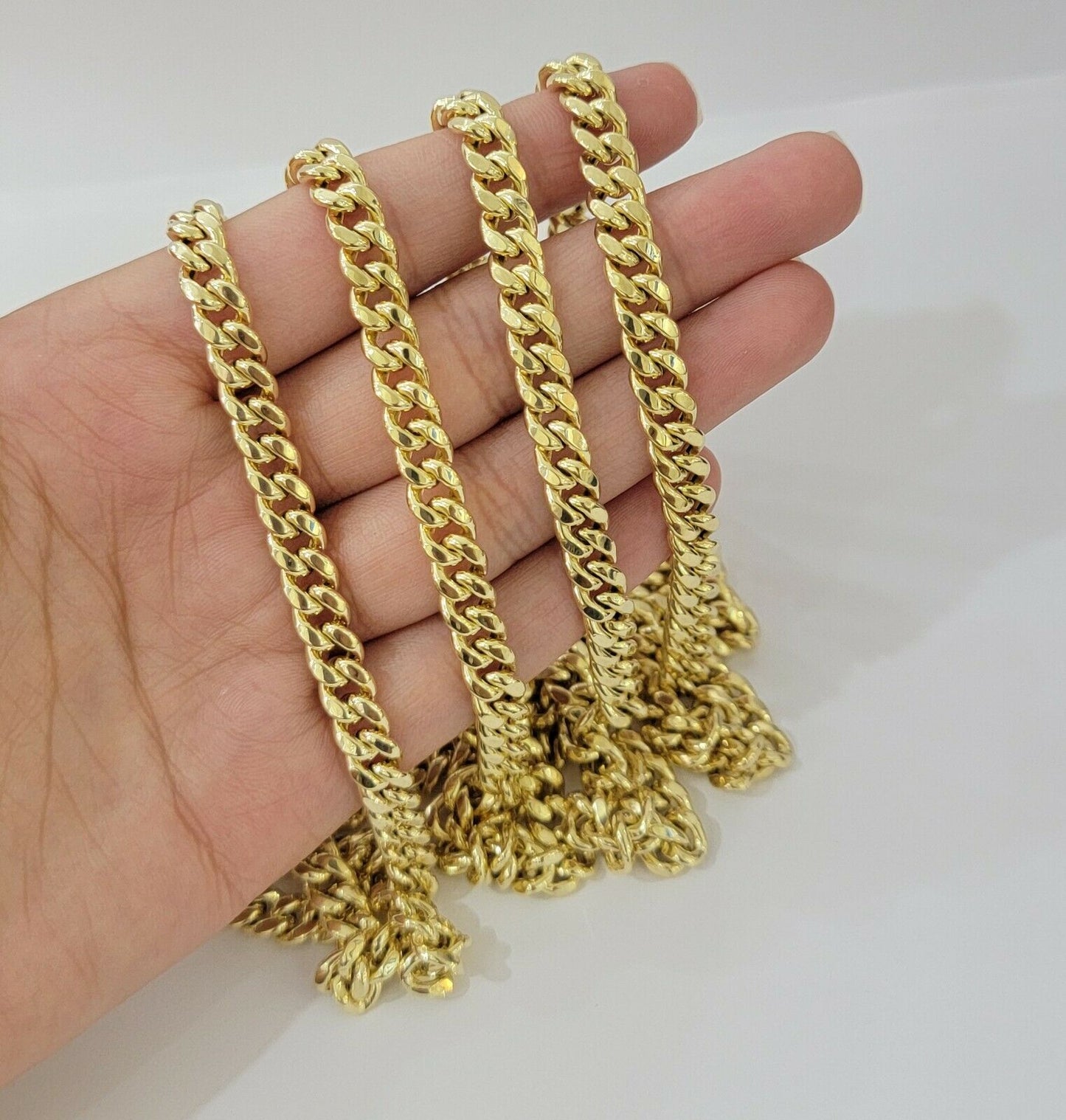 REAL 10k Gold Miami Cuban Chain Necklace 7mm 24" Men Women 10kt Yellow Gold Link - Reva Jeweler