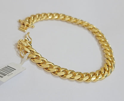 REAL 10k Gold Miami Cuban ladies Bracelet 7" 8mm 10kt Yellow Strong SOLID Links - Reva Jeweler