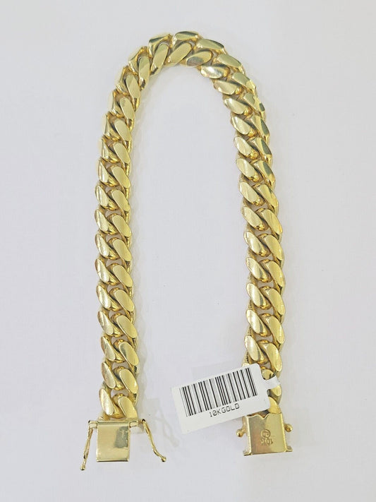 Real 10k Gold Miami Cuban Link Bracelet 10mm 9" Box Lock 10kt Yellow Gold - Reva Jeweler