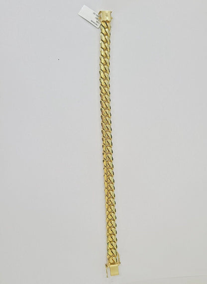 Real 10k Gold Miami Cuban Link Bracelet 10mm 9" Box Lock 10kt Yellow Gold - Reva Jeweler