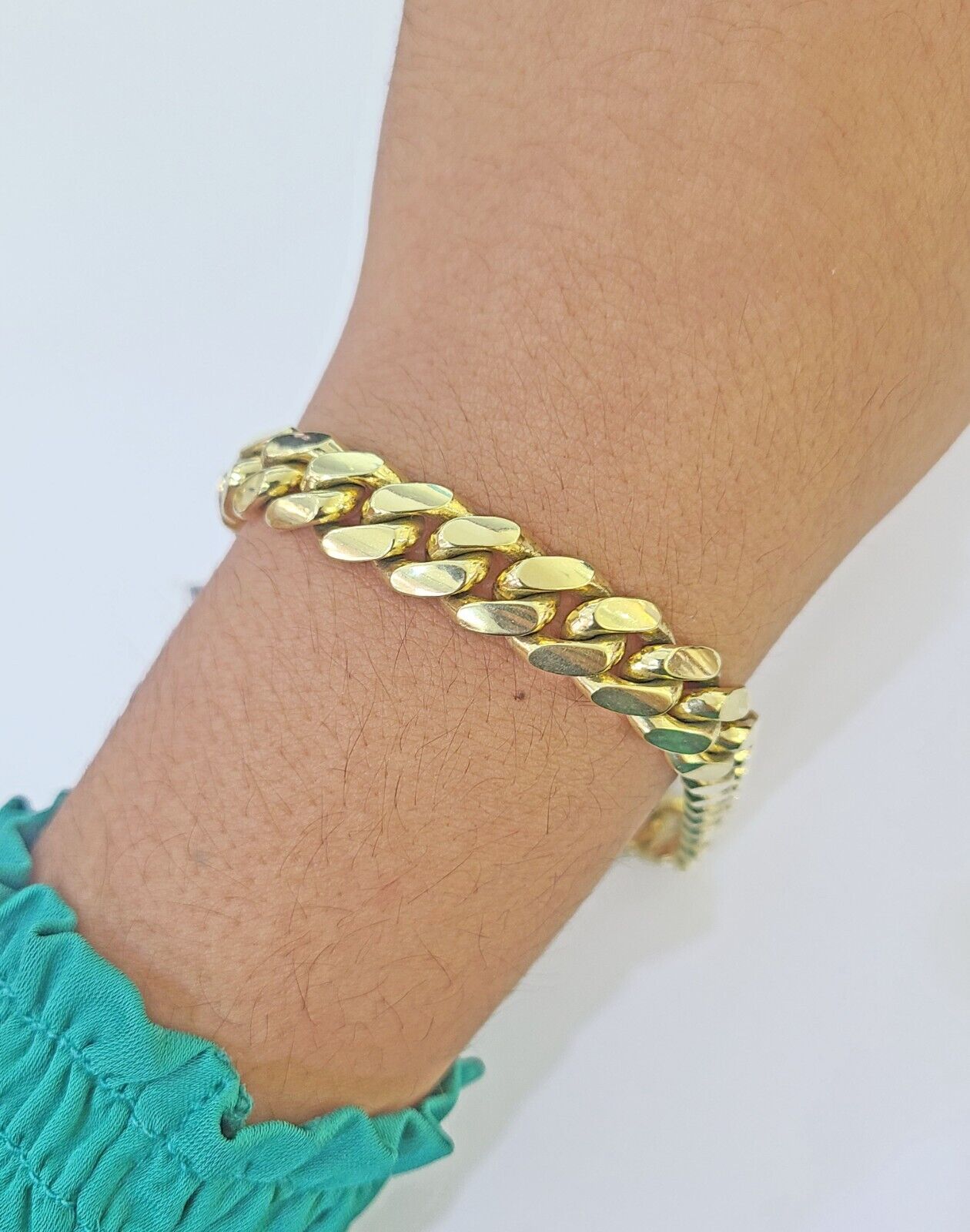 Real 10k Gold Miami Cuban Link Bracelet 10mm 9" Box Lock 10kt Yellow Gold - Reva Jeweler