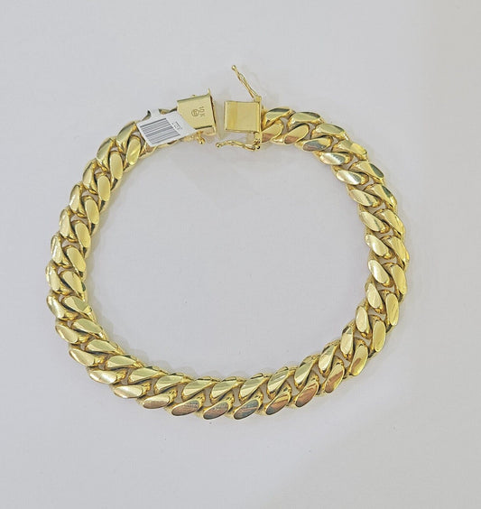 Real 10k Gold Miami Cuban Link Bracelet 10mm 9" Box Lock 10kt Yellow Gold - Reva Jeweler