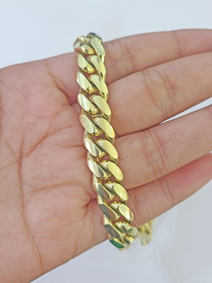 Real 10k Gold Miami Cuban Link Bracelet 10mm 9" Box Lock 10kt Yellow Gold - Reva Jeweler