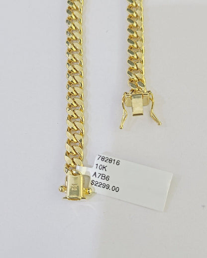 Real 10k Gold Miami Cuban link Bracelet 6mm 7" 7.5" 8" 8.5" 9" 10kt Yellow Gold - GoldenlinQ