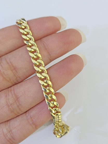 Real 10k Gold Miami Cuban link Bracelet 6mm 7" - 9 Inch 10kt Men Women DISCOUNT - GoldenlinQ