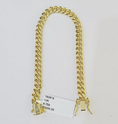 Real 10k Gold Miami Cuban link Bracelet 6mm 7" - 9 Inch 10kt Men Women DISCOUNT - GoldenlinQ