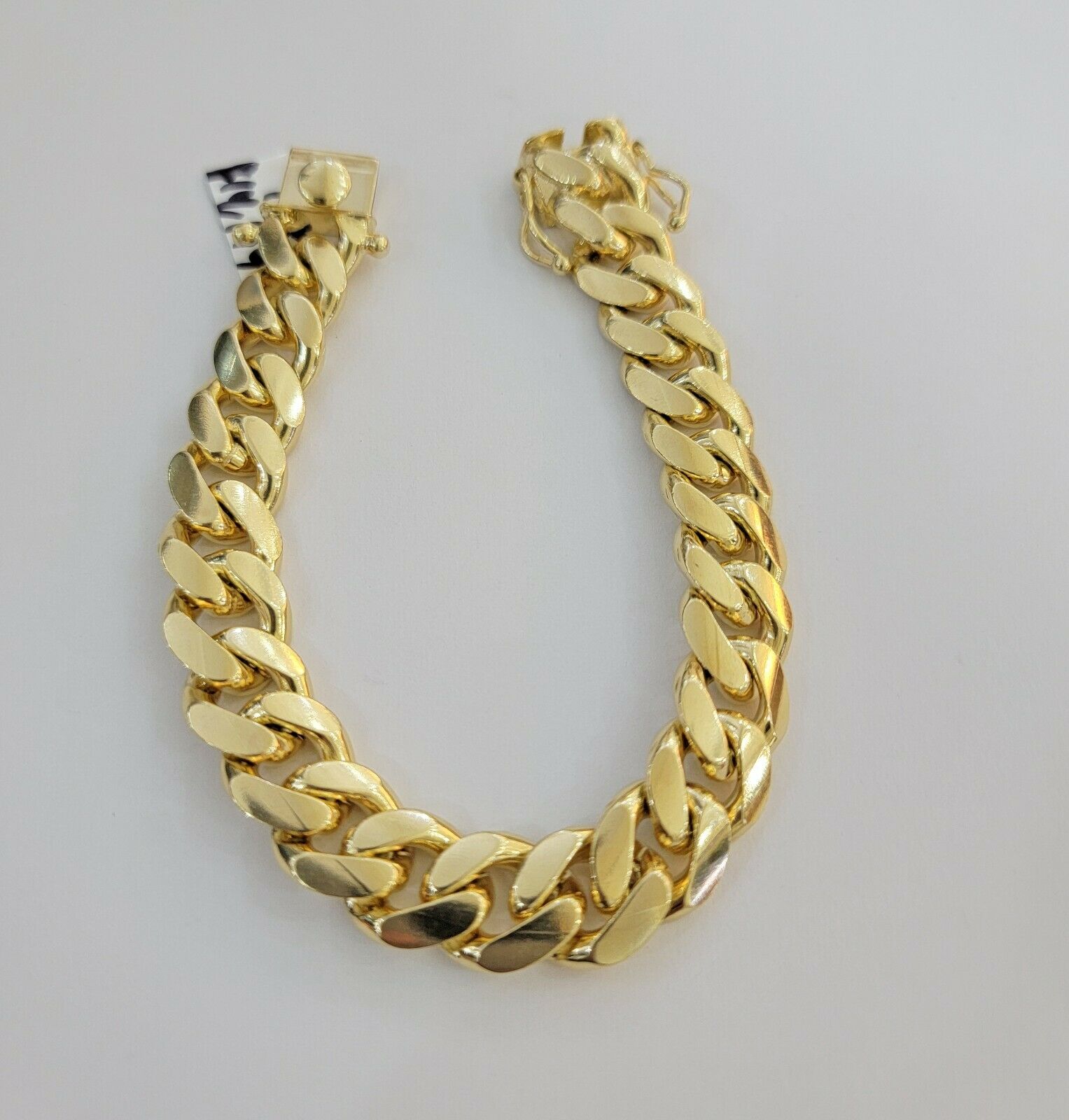 Real 10k Gold Miami Cuban Link Bracelet Solid Mens 13mm 10kt Yellow Gold 9" Inch - Reva Jeweler