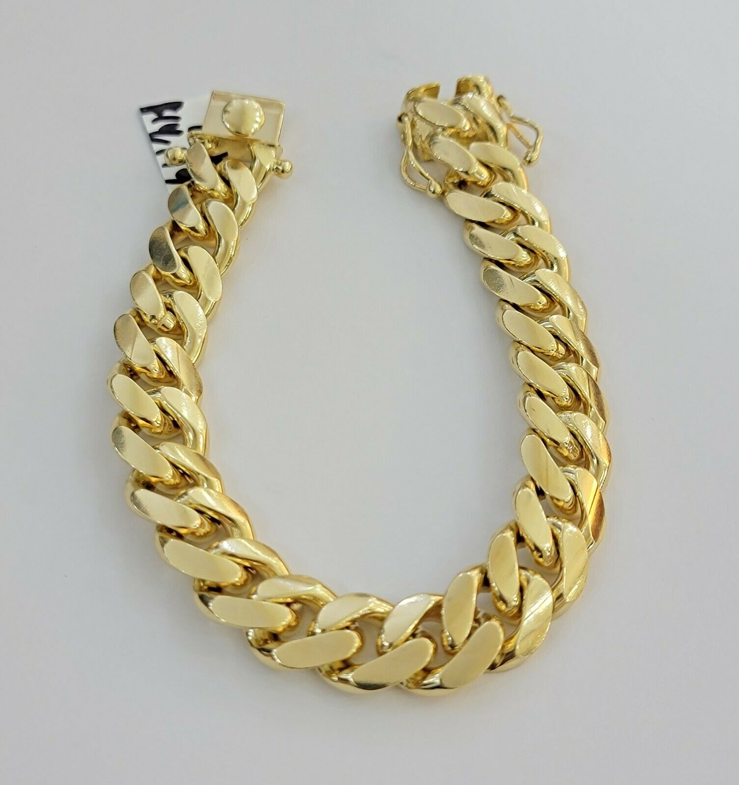 Real 10k Gold Miami Cuban Link Bracelet Solid Mens 13mm 10kt Yellow Gold 9" Inch - Reva Jeweler