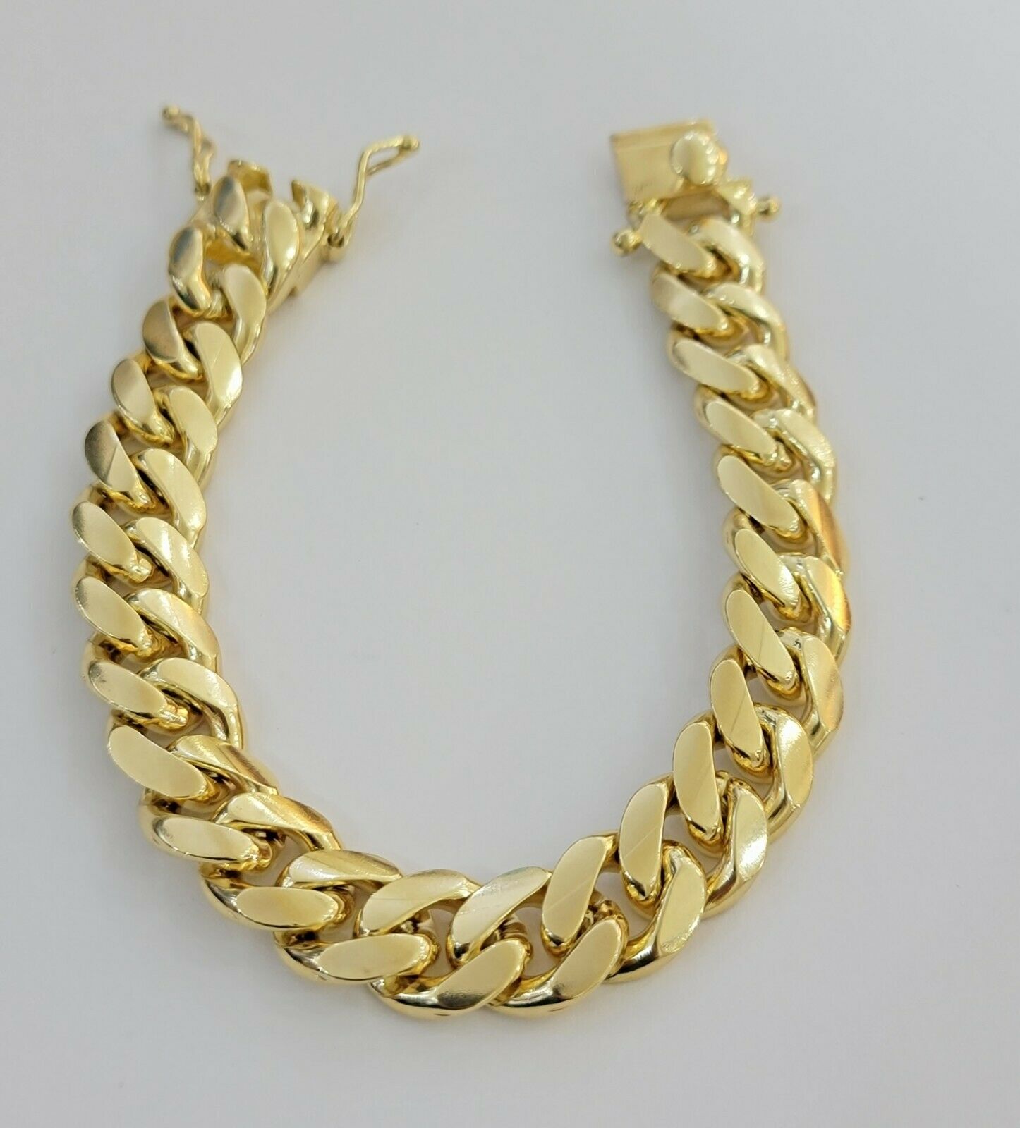 Real 10k Gold Miami Cuban Link Bracelet Solid Mens 13mm 10kt Yellow Gold 9" Inch - Reva Jeweler