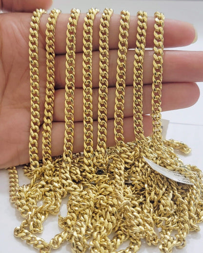 Real 10k Gold Miami Cuban Link chain Necklace 5mm 16" - 28" 10kt Yellow Men Women - Reva Jeweler