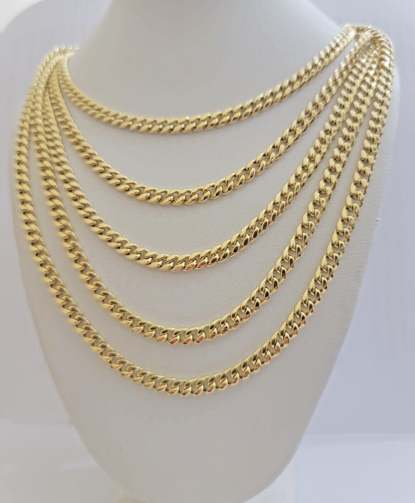 Real 10k Gold Miami Cuban Link chain Necklace 5mm 16" - 28" 10kt Yellow Men Women - Reva Jeweler